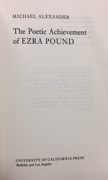 The poetic achievement of Ezra Pound