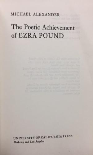 The poetic achievement of Ezra Pound